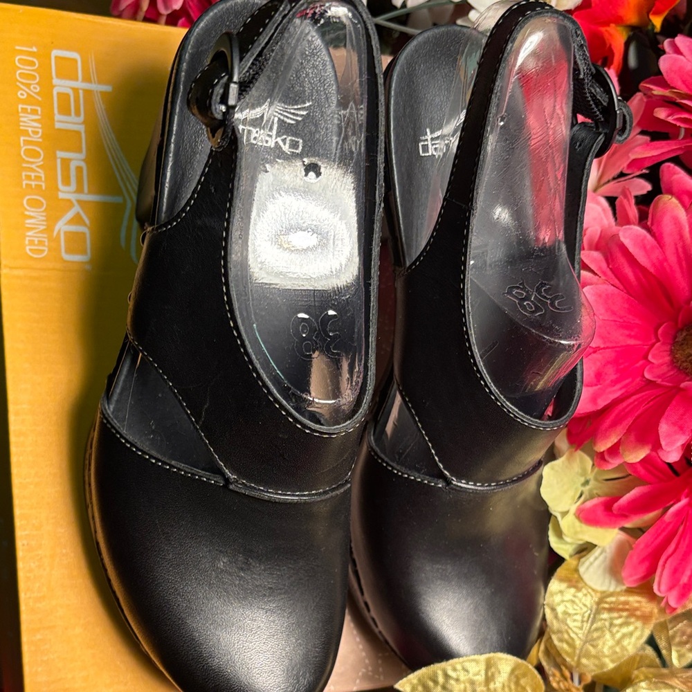 Women’s Black Slingback Leather Heeled Clog - Picture 5 of 7